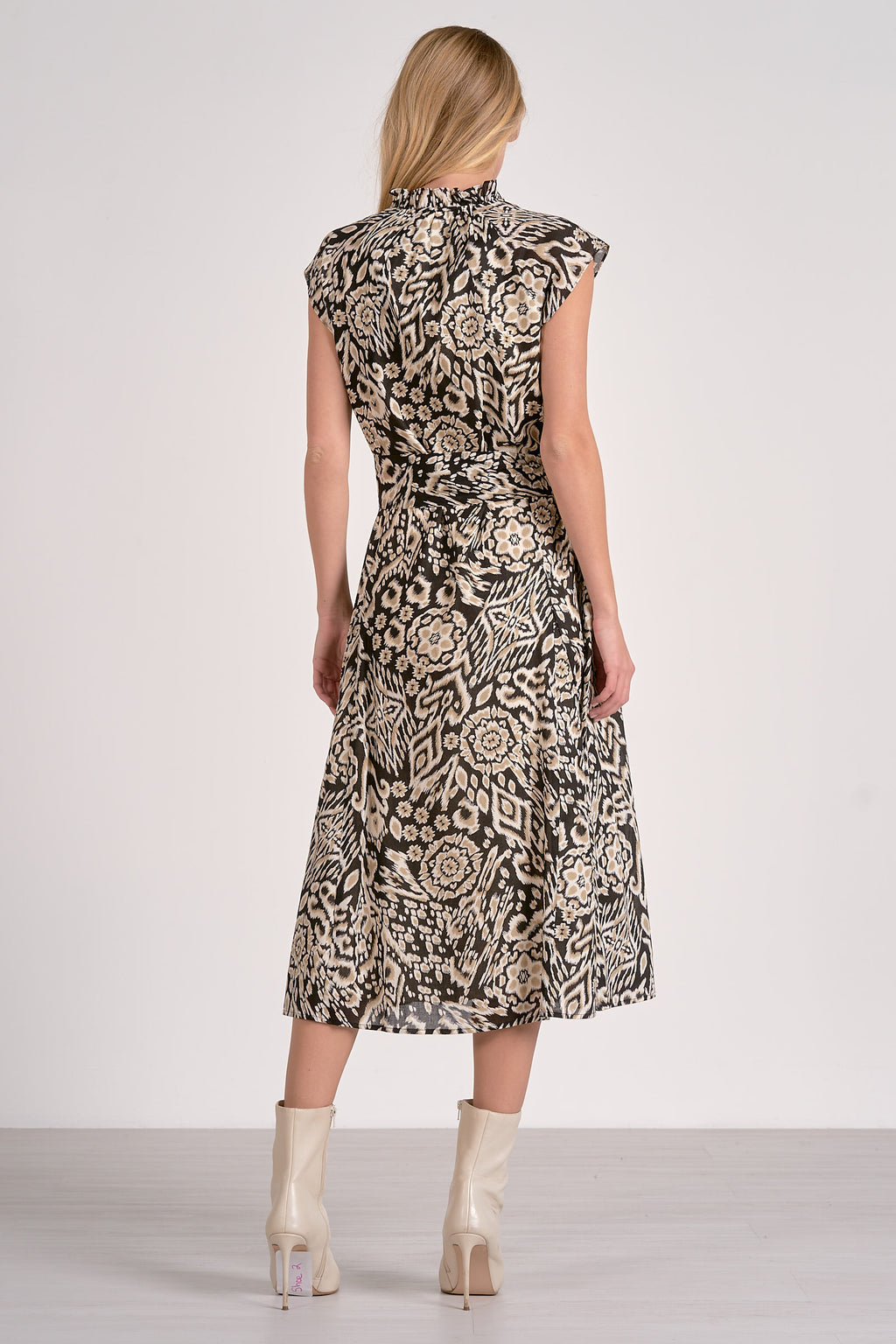 Neutral Print Midi Dress