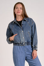Denim Cropped Bomber Jacket