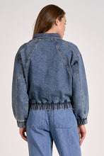 Denim Cropped Bomber Jacket