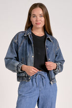 Denim Cropped Bomber Jacket