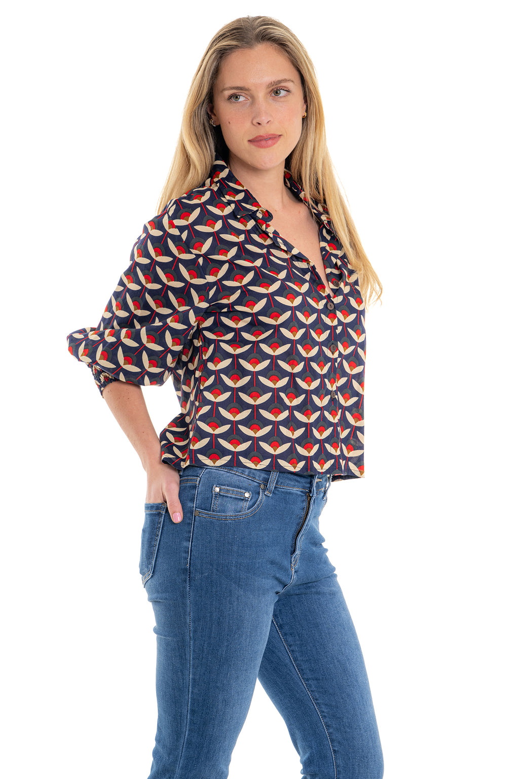 Lenni Balloon Button Down Top