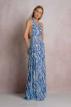 Zebra Maxi Halter Dress