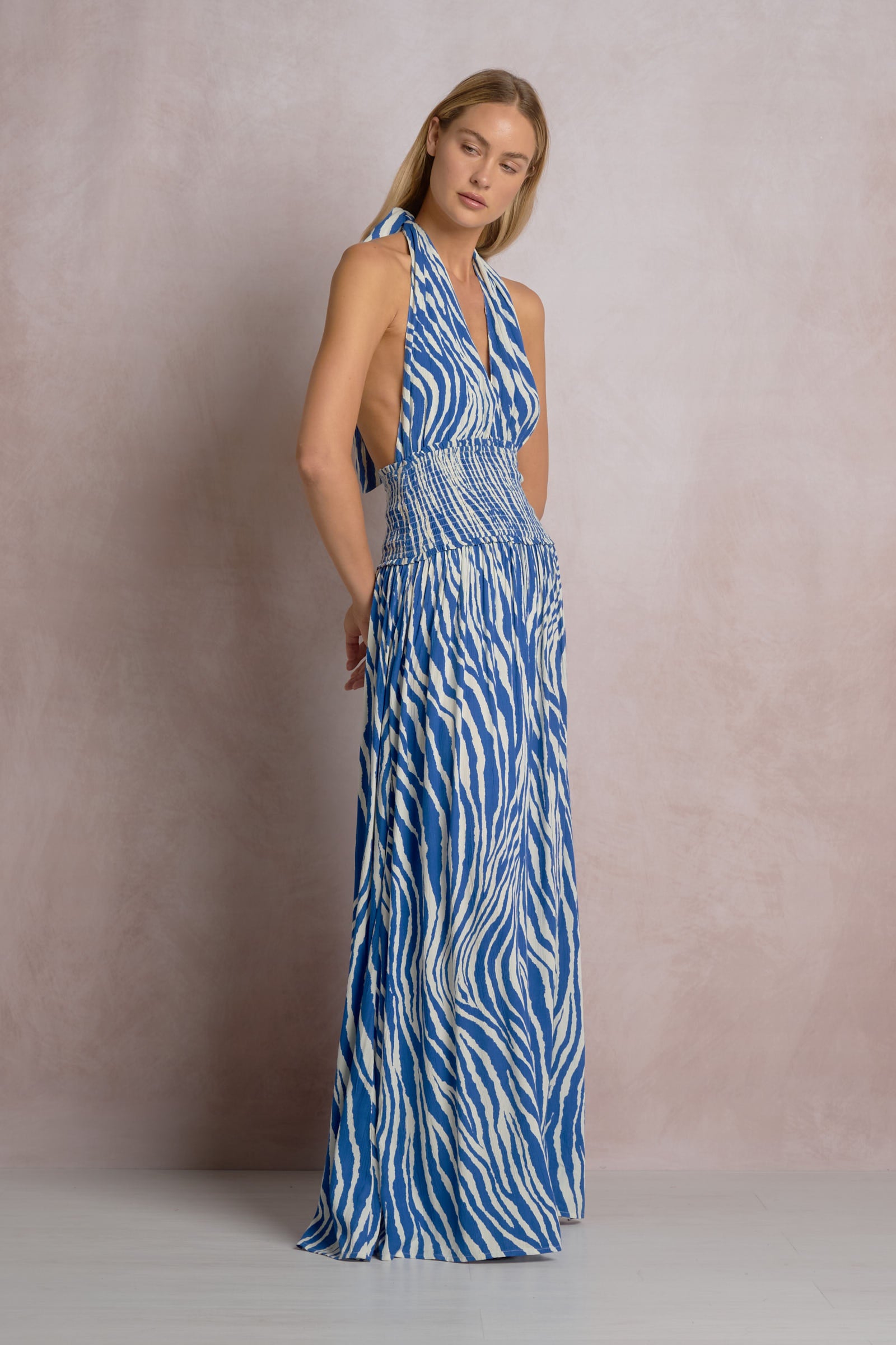 Zebra Maxi Halter Dress