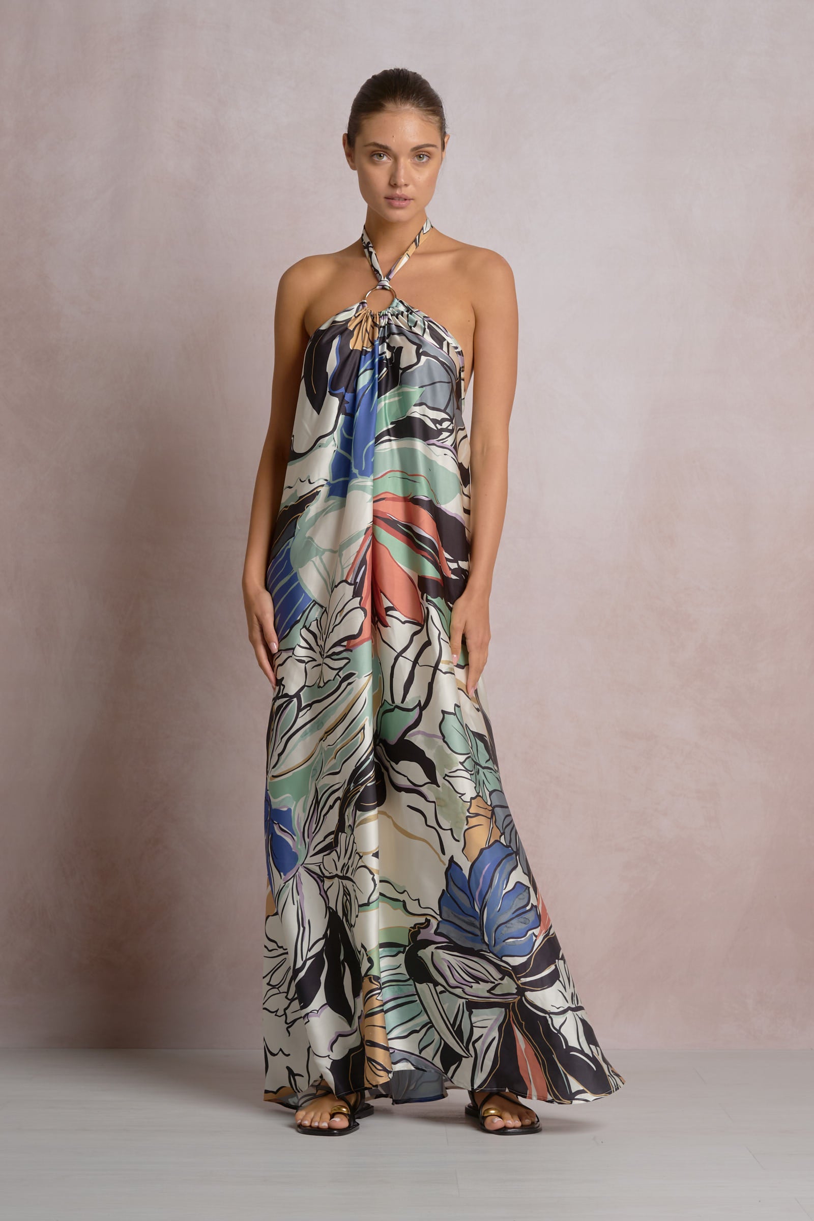 Tropic Floral Satin Maxi Dress