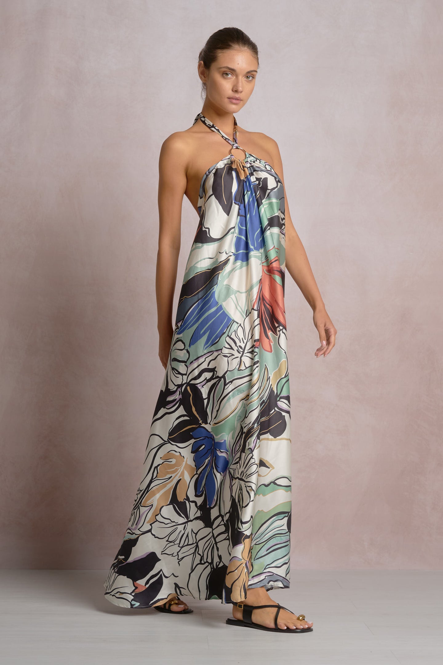 Tropic Floral Satin Maxi Dress