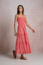 Coral Tiered Strapless Dress