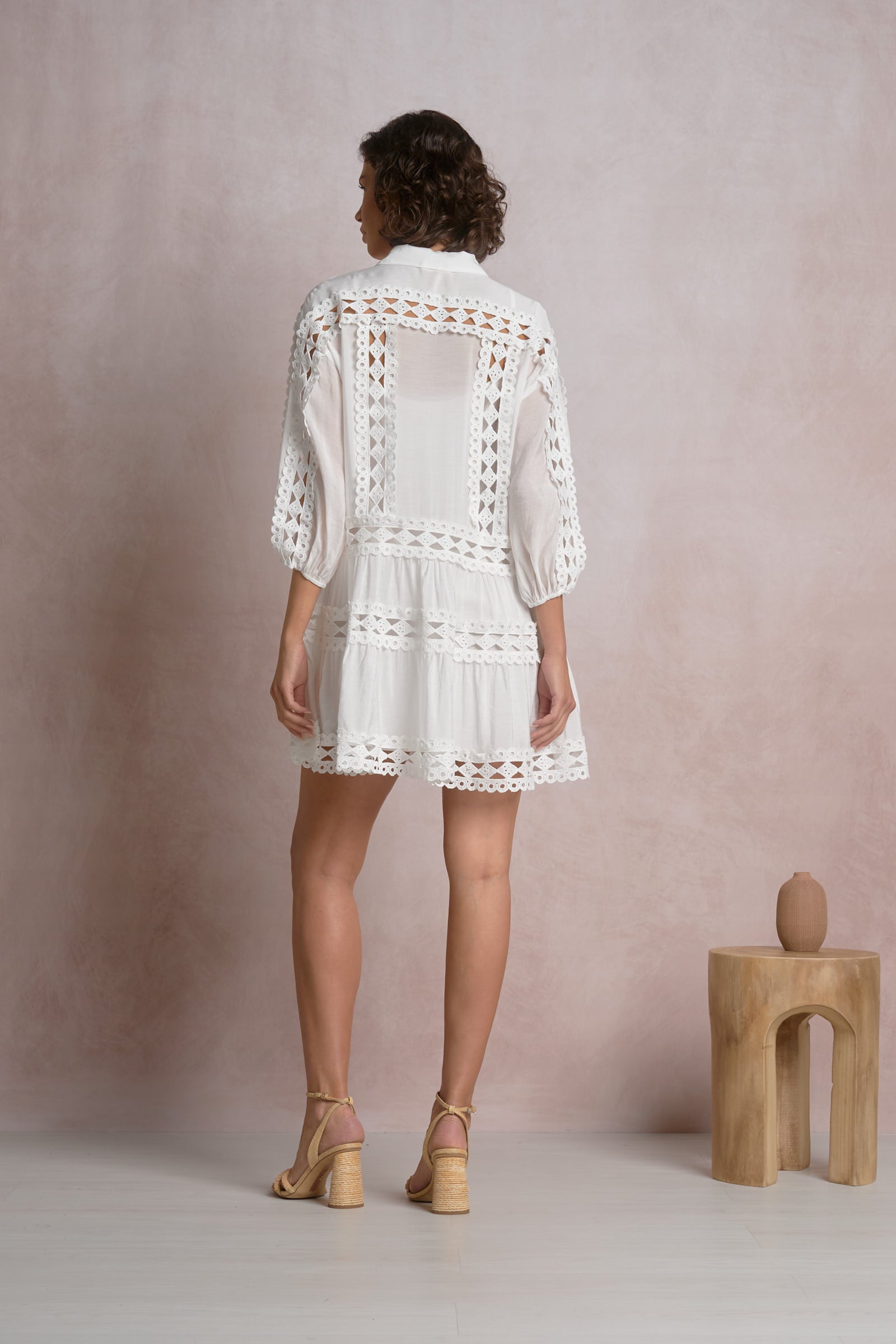 White Crochet Mini Dress