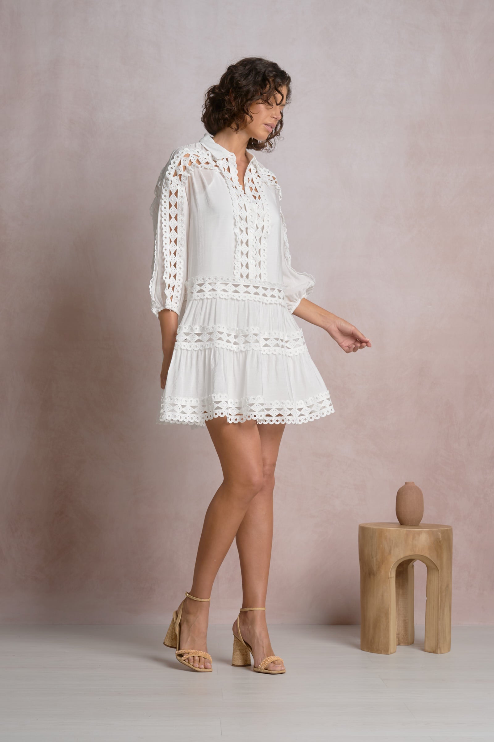 White Crochet Mini Dress