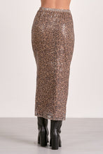 Leopard Print Sequin Midi Skirt