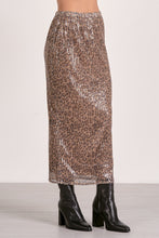 Leopard Print Sequin Midi Skirt