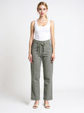 Olive Pin-Stripe Wide Leg Tie Jeans