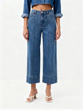 Odell Pintuck Wide Leg Crop Jeans