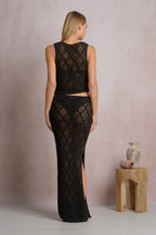 Crochet Black Tie-Front Vest