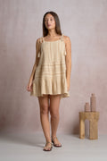 Taupe Stripe Tie Mini Dress