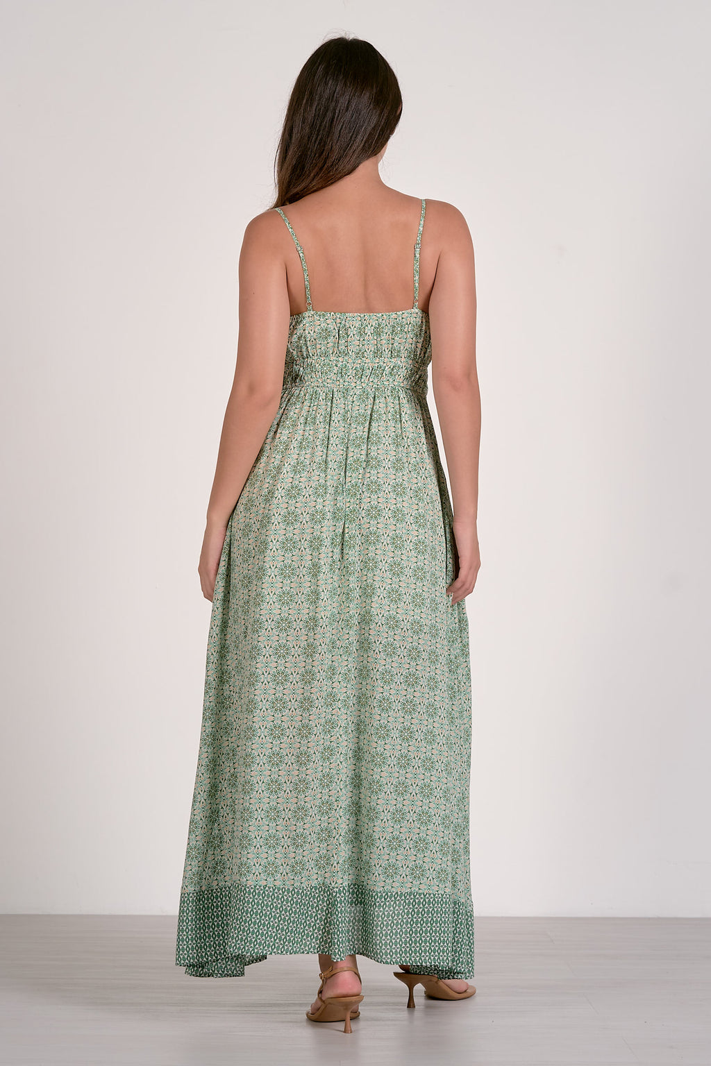 Green Print Maxi Tie Dress