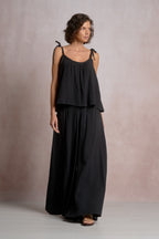 Black Flowy Tie Tank