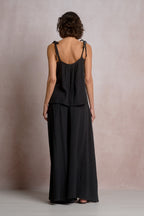 Black Flowy Tie Tank