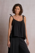 Black Flowy Tie Tank
