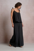 Black Flowy Tie Tank