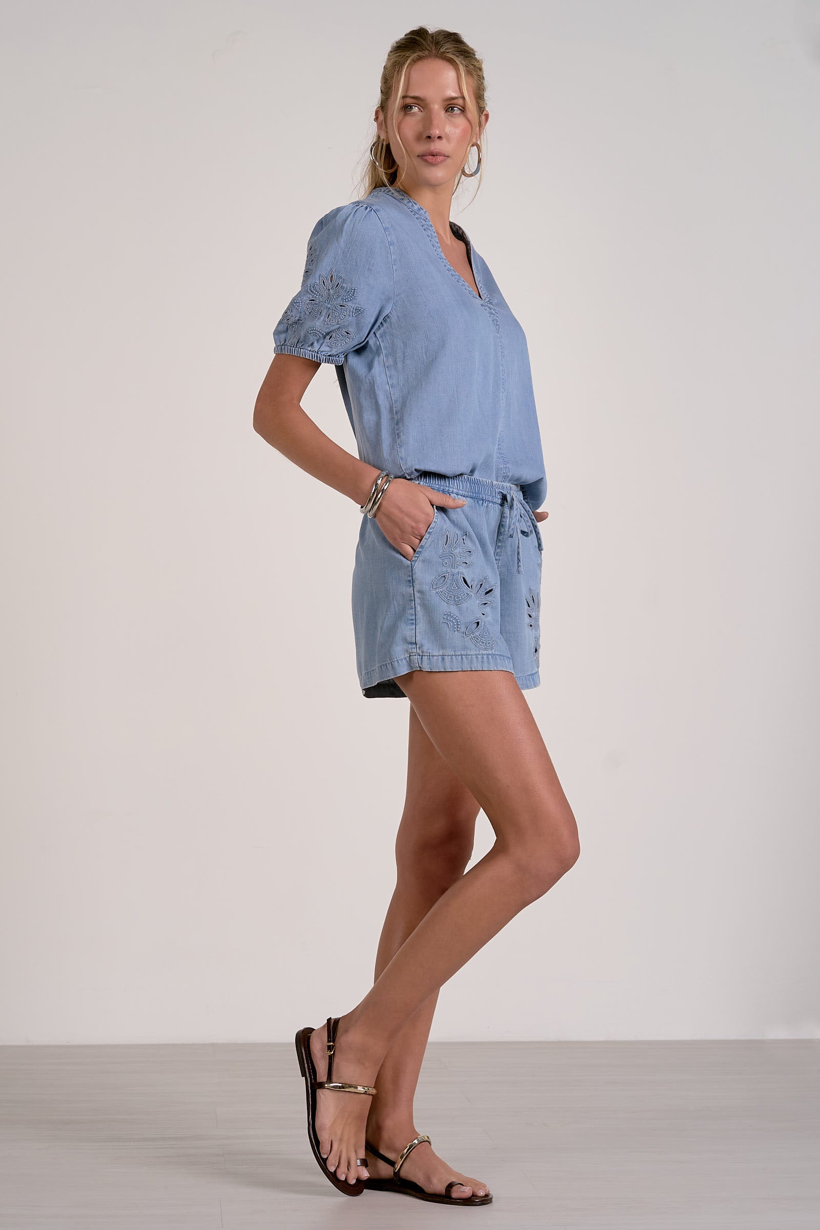 Jack Chambray Eyelet Short