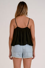 Sky Black Flowy Tank