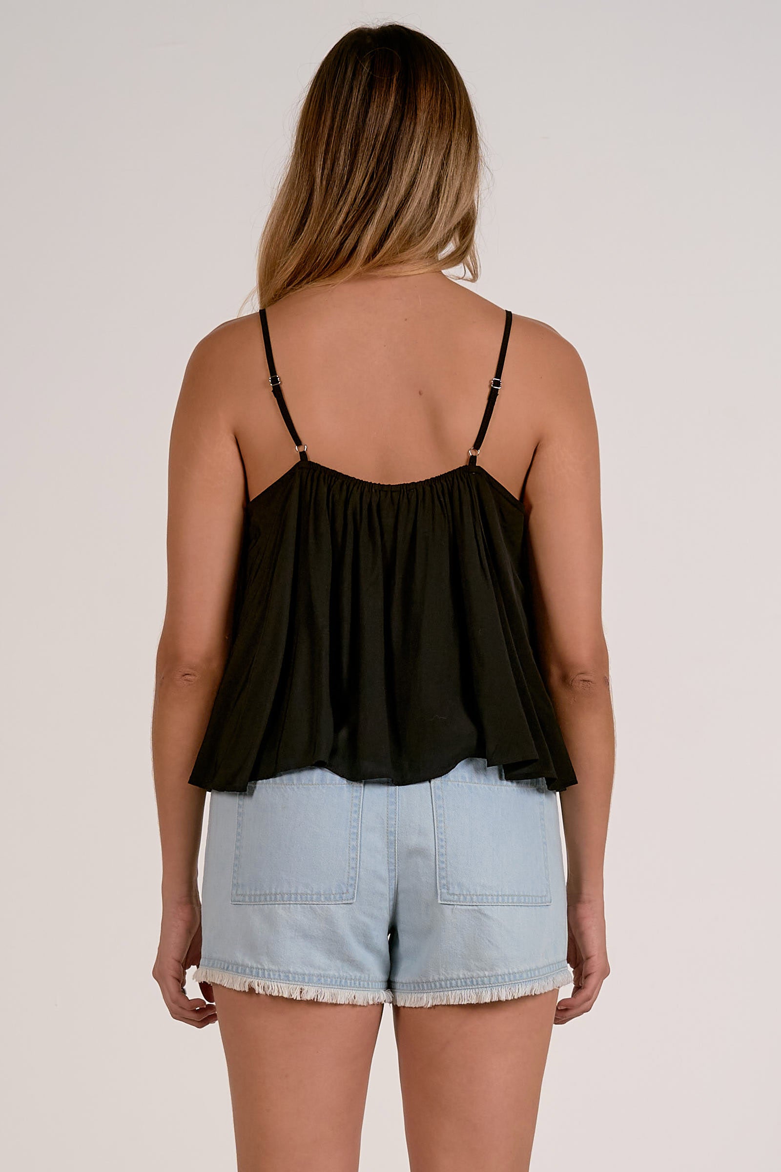 Sky Black Flowy Tank