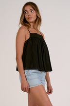 Sky Black Flowy Tank