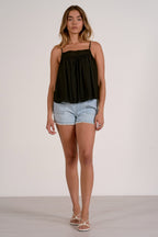 Sky Black Flowy Tank