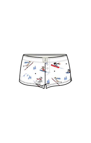 Skiing Dogs Flannel Short