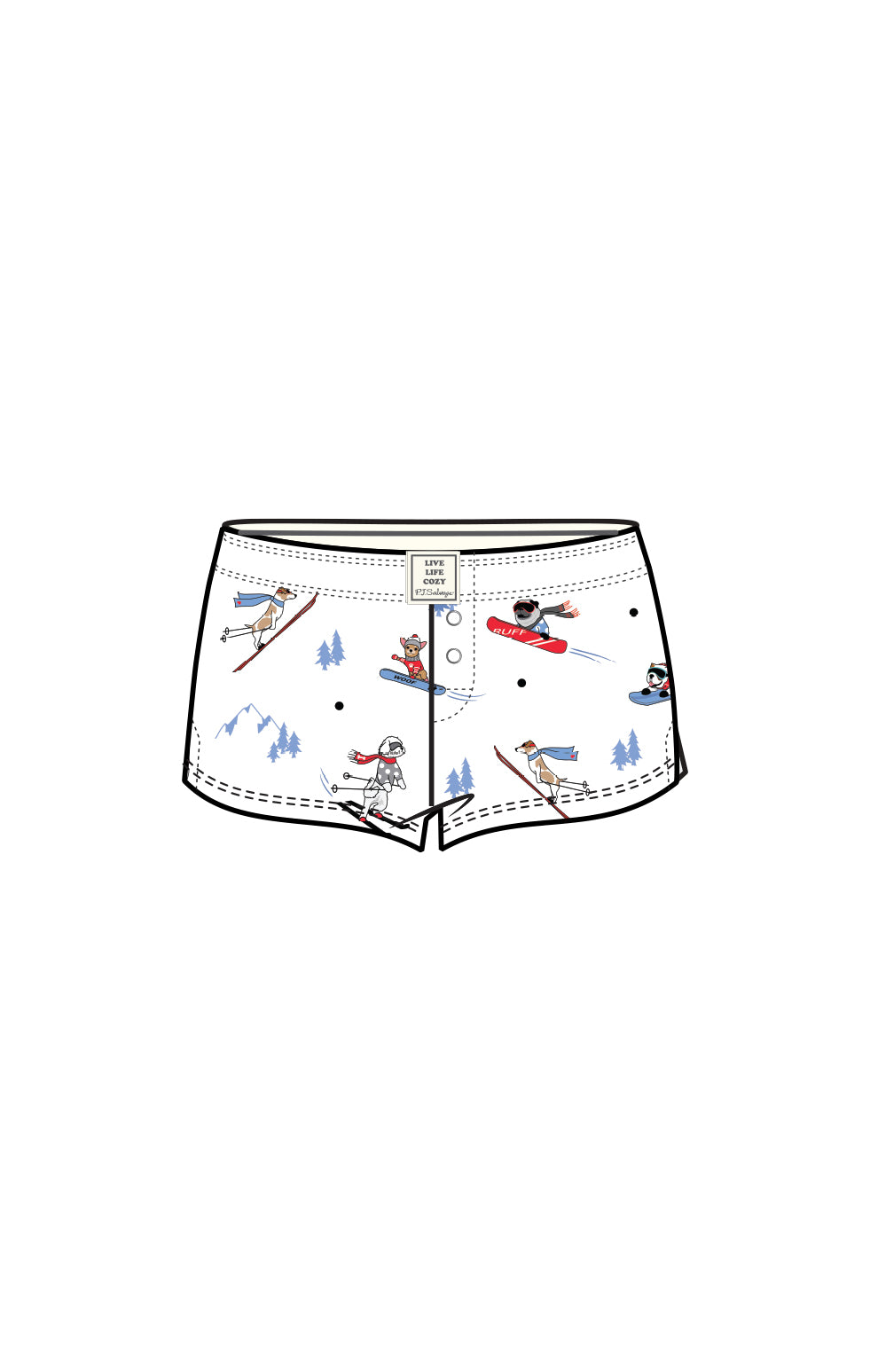Skiing Dogs Flannel Short