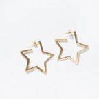 Brass Hammered Star Hoops