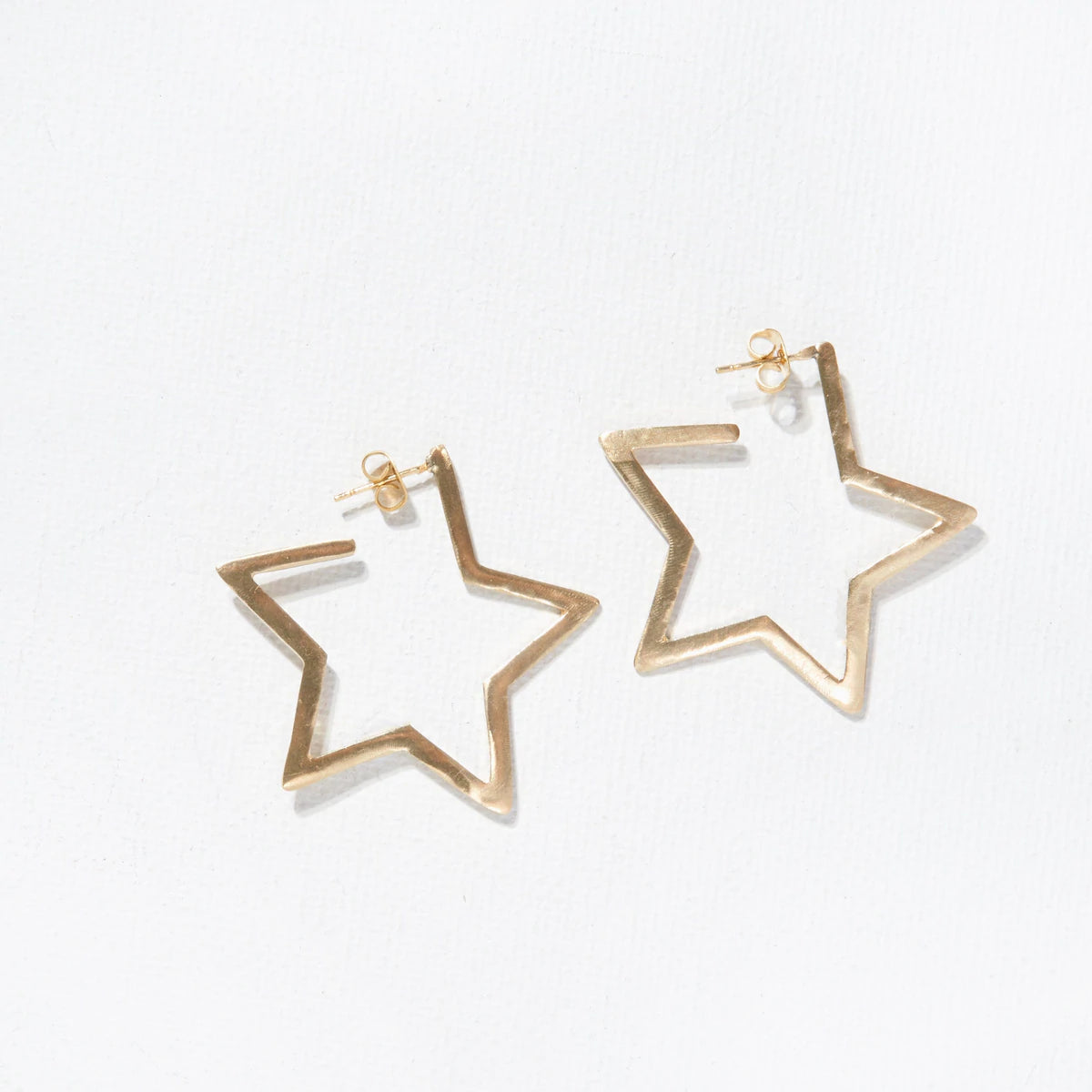 Brass Hammered Star Hoops