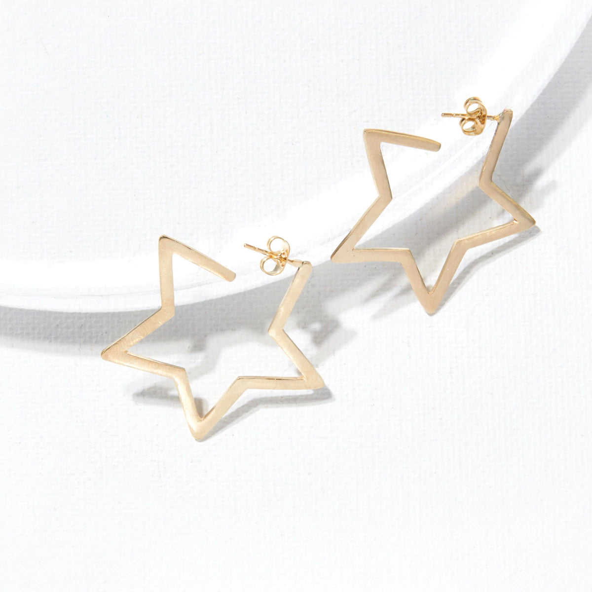 Brass Hammered Star Hoops