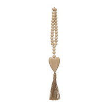 Wood Beads With Heart Tassel